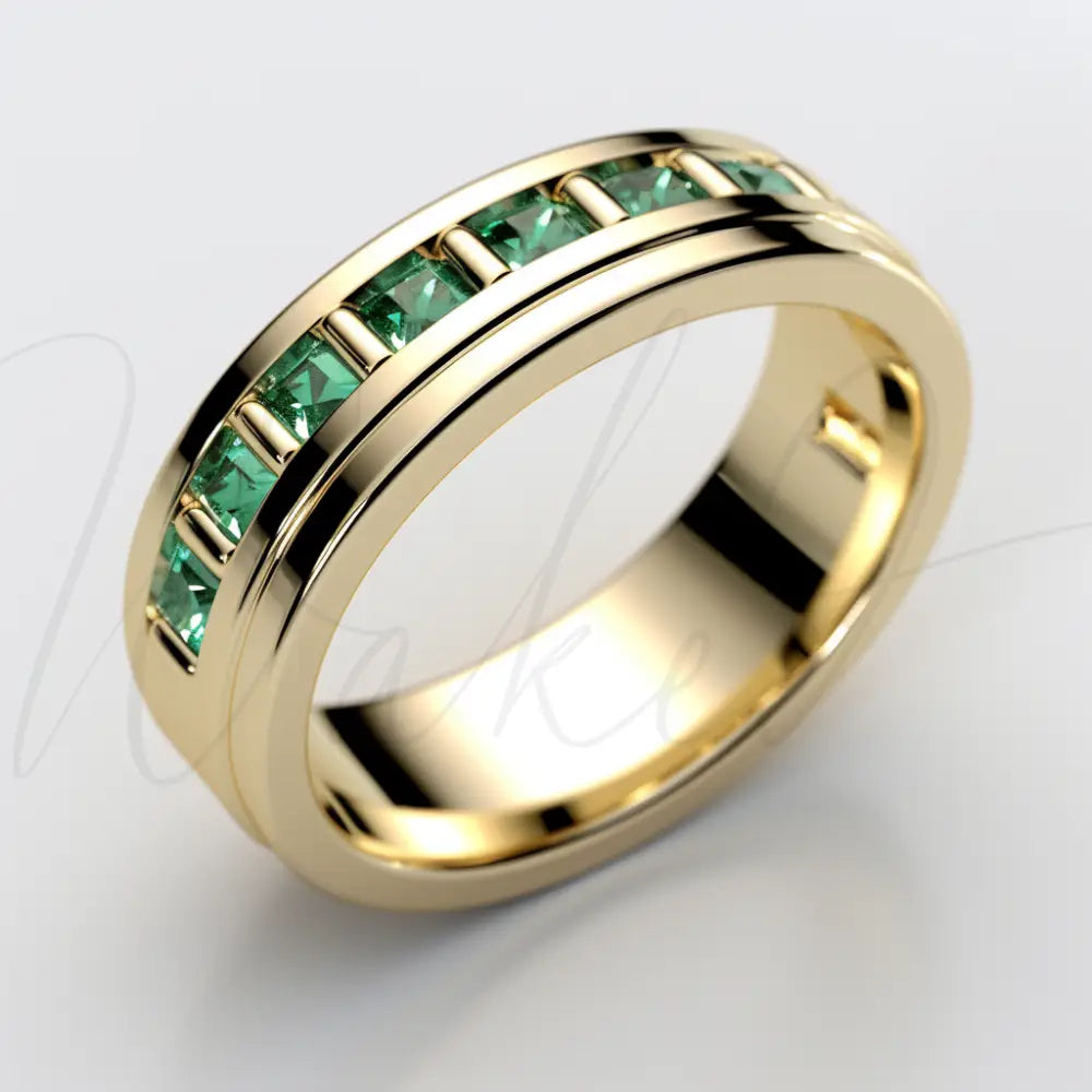 Gilded Emerald Harmony Ring Wedding