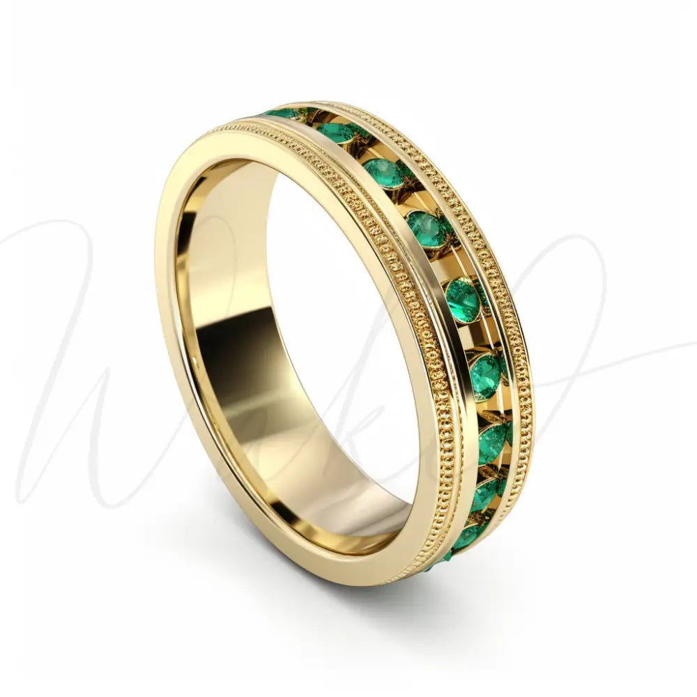 Gilded Emerald Harmony Ring Wedding